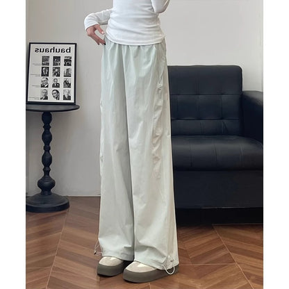 Design quick-drying sports casual pants women's summer 2025 new high waist loose and slimming American workwear long pants