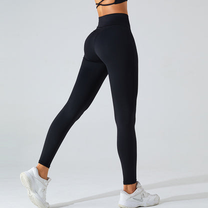 New nude feel fitness pants women's quick-drying breathable outdoor tight sports pants V waist belly contracting hip raise yoga pants outer wear