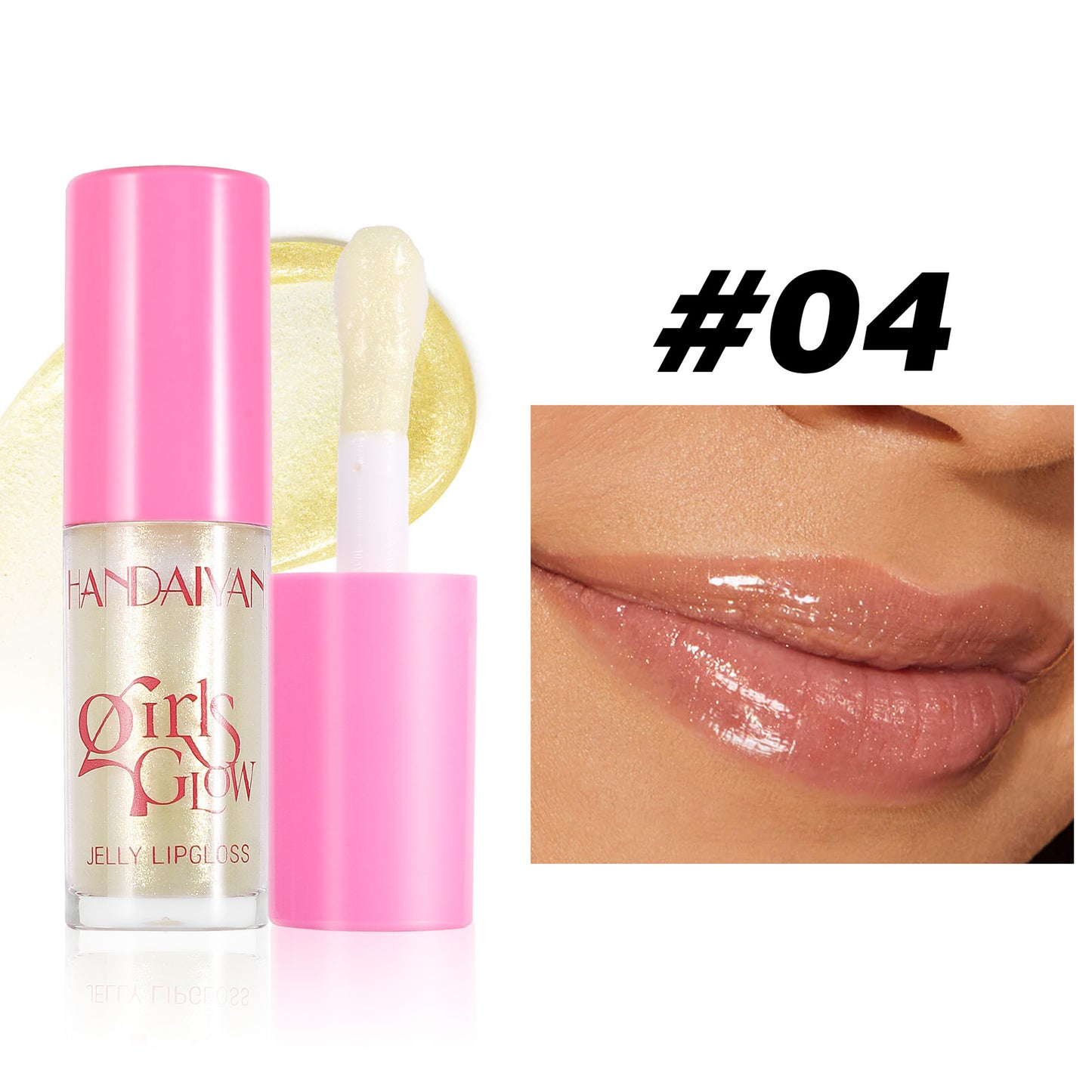 handaiyan cross-border transparent lip gloss full lips moisturizing and nourishing thin and glittering Pearl lip lacquer water light lip gloss lip gloss