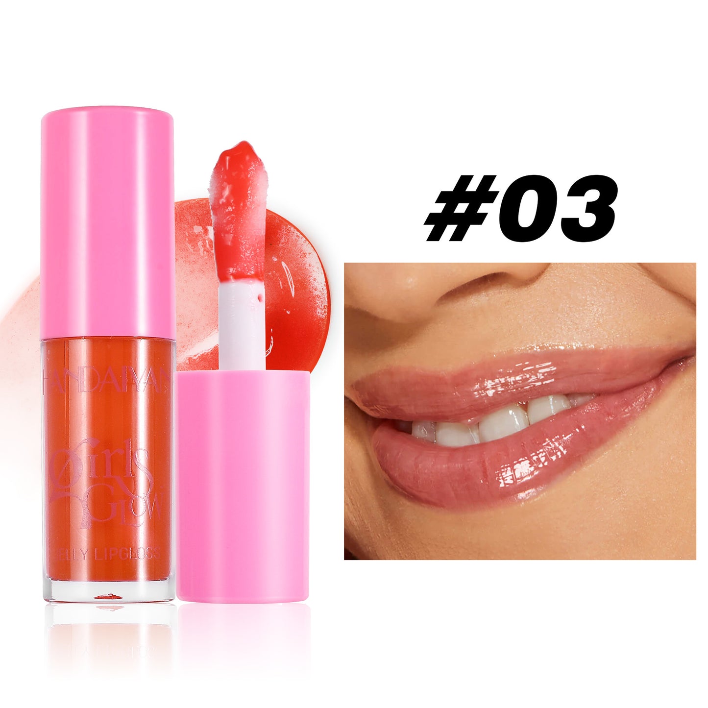 handaiyan cross-border transparent lip gloss full lips moisturizing and nourishing thin and glittering Pearl lip lacquer water light lip gloss lip gloss