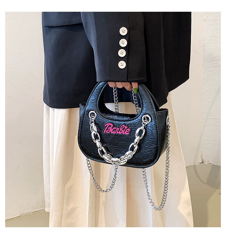 Bag for Women New New Autumn and Winter Satchel Chain Messenger Bag Fancy Texture Sweet Cool Sexy Small Black Square Bag