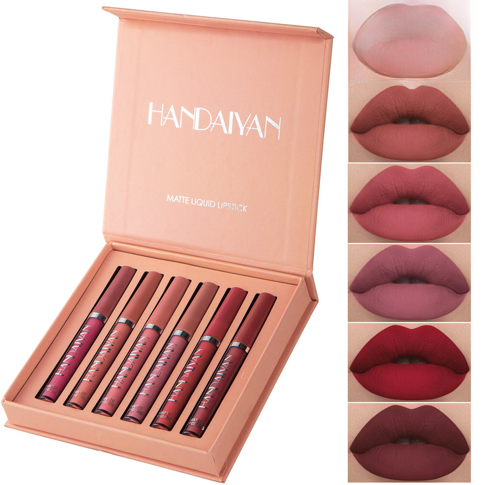 Lip Glaze set cross-border matte 6 Han Daiyan European and American lasting waterproof colorfast no stain on Cup lip gloss lip glaze