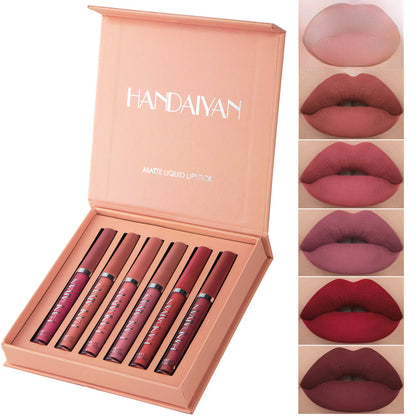 Lip Glaze set cross-border matte 6 Han Daiyan European and American lasting waterproof colorfast no stain on Cup lip gloss lip glaze