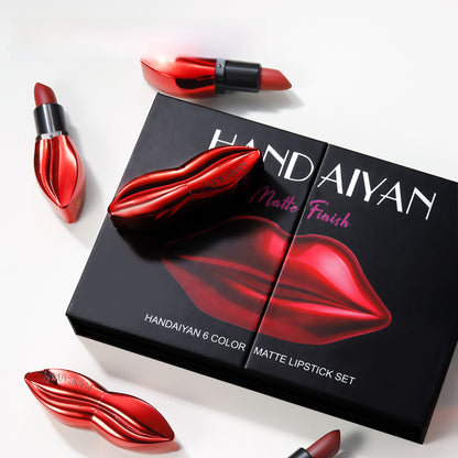 Cross-border lipstick kit makeup 6 lip-shaped Han Daiyan matte surface not easy to fade no stain on Cup matte lipstick gift box