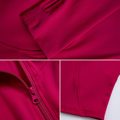 Autumn and Winter zipper yoga clothing top long sleeve women's running training slim stand collar sports jacket outdoor workout clothes