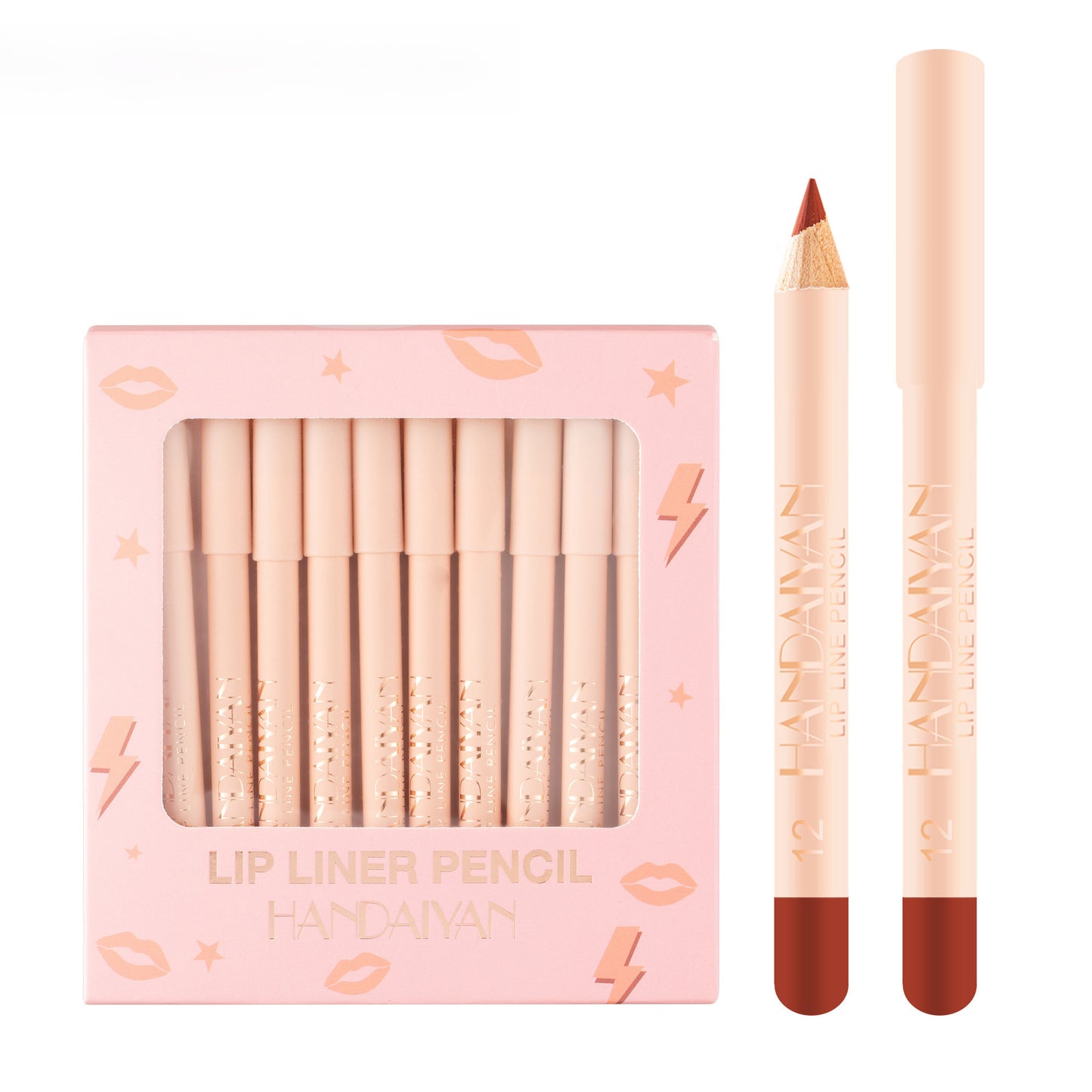 Cross-border 12 matte lip liner suit handaiyan velvet non-fading hook line lip pencil lipstick pen suit