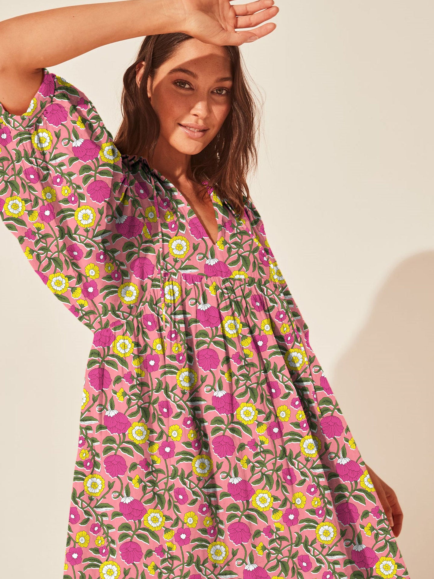 Amazon hot vacation style dress loose casual print short skirt high waist lace-up floral skirt beachwear women