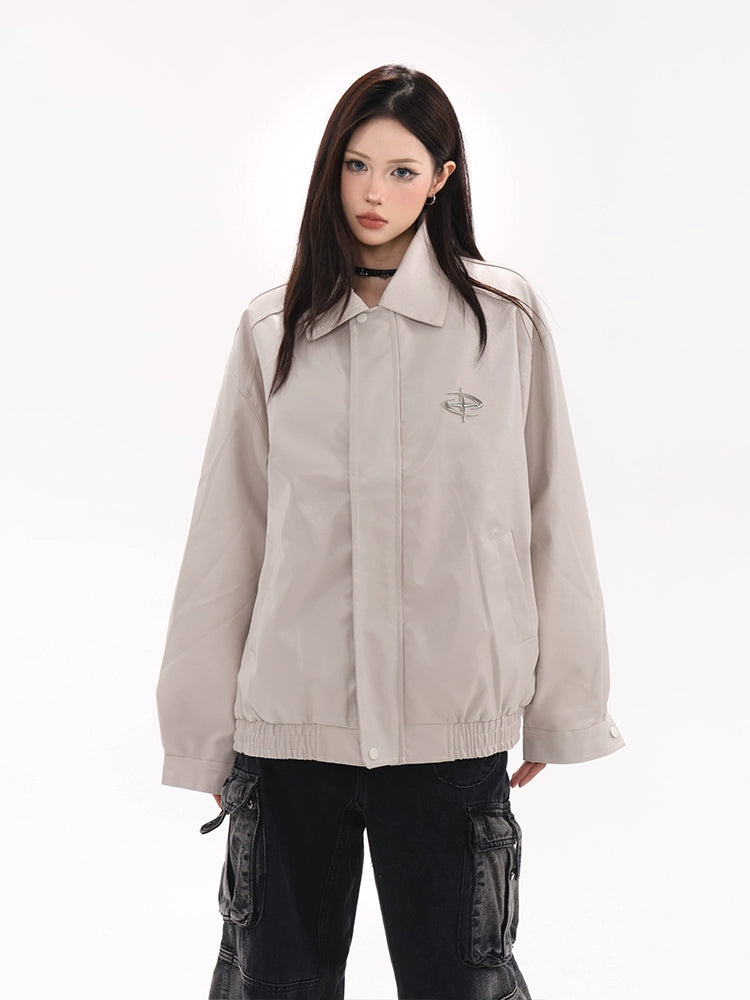 Coat Women Pearth Leather Coat Loose Casual Motorcycle