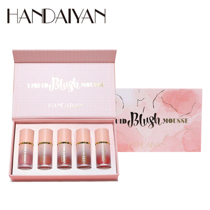 handaiyan cross-border blush stick suit 5 PCs shimmer matte liquid blush easy to color repair liquid blush
