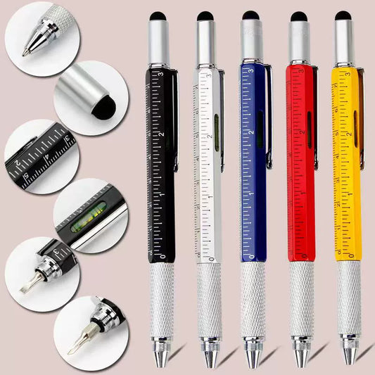 Multifunctional Brush Six-in-One Level a Scale Touchscreen Stylus Cross Word Double-Headed Screwdriver Ballpoint Pen