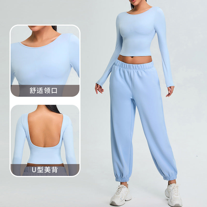 Long Sleeve yoga wear women's bare back fitness T-shirt beauty back yoga jacket outdoor sports running quick-drying sportswear