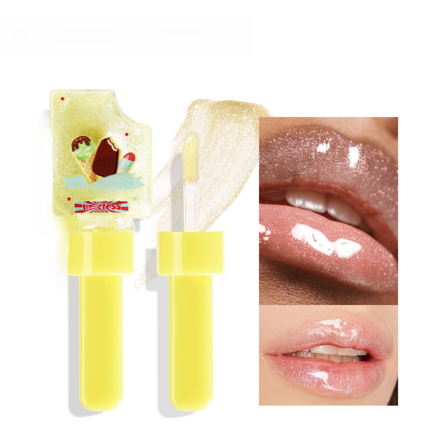 handaiyan Han Daiyan cross-border ice cream moisturizing lip gloss moisturizing transparent pearlescent color changing full lips lip gloss