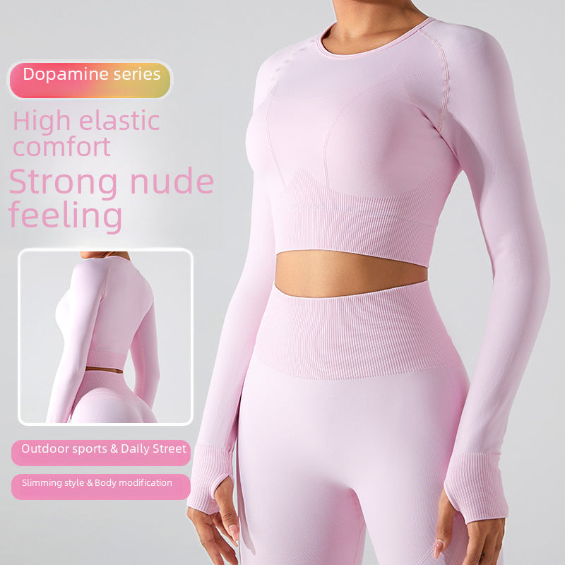 Cross-border new arrival seamless yoga clothes long sleeve women's quick-drying yoga jacket sports T-shirt skinny running workout clothes