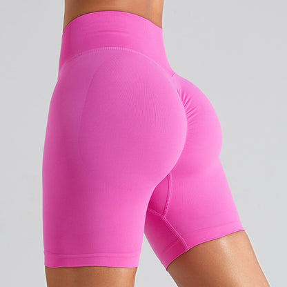 European and American new seamless high waist yoga shorts women's peach belly contracting and hip lifting pants tights running exercise workout pants
