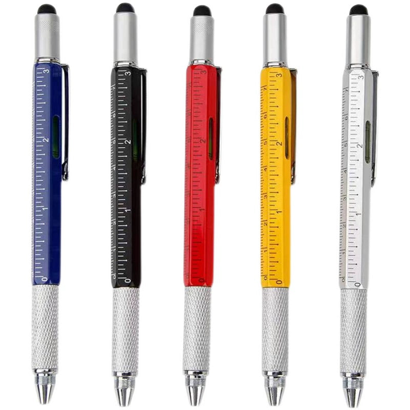 Multifunctional Brush Six-in-One Level a Scale Touchscreen Stylus Cross Word Double-Headed Screwdriver Ballpoint Pen