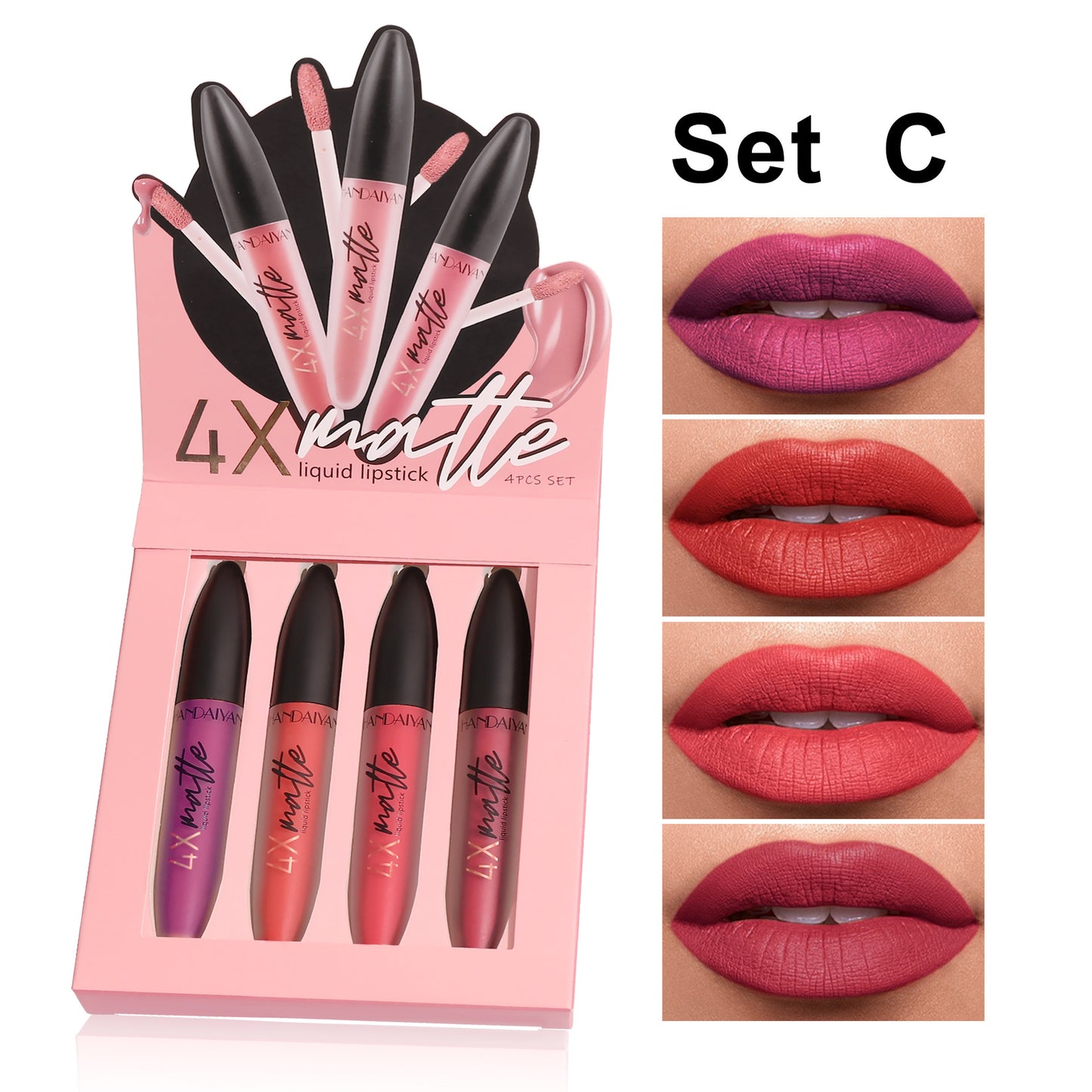 Han Daiyan handaiyan four times matte lip gloss suit matte lip gloss lasting no stain on Cup lipstick cross-border