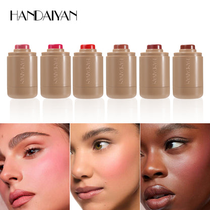 Exclusive for cross-border blush stick natural 6-color matte handaiyan portable lip and cheek dual-use Blush Blush Stick