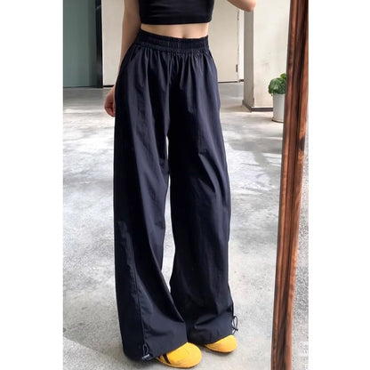 Design quick-drying sports casual pants women's summer 2025 new high waist loose and slimming American workwear long pants