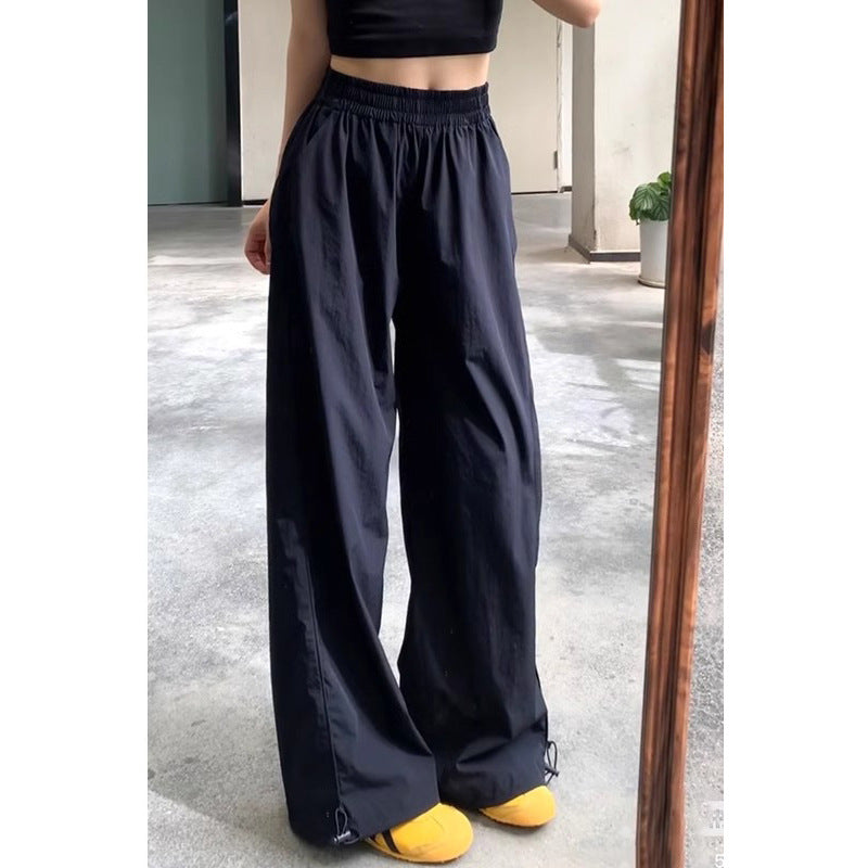 Design quick-drying sports casual pants women's summer 2025 new high waist loose and slimming American workwear long pants
