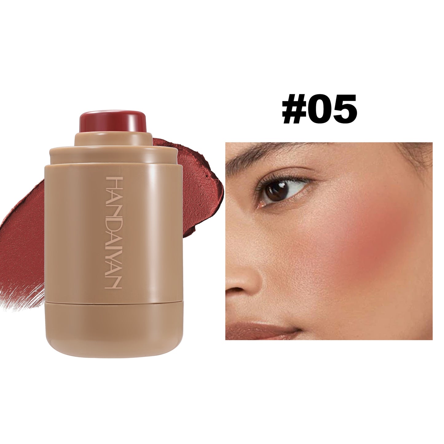 Exclusive for cross-border blush stick natural 6-color matte handaiyan portable lip and cheek dual-use Blush Blush Stick