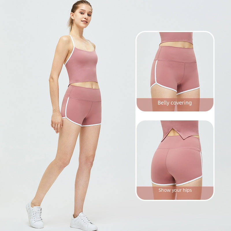 Cross-border new arrival yoga shorts women's quick-drying breathable running exercise shorts tight high waist hip lifting fitness yoga pants