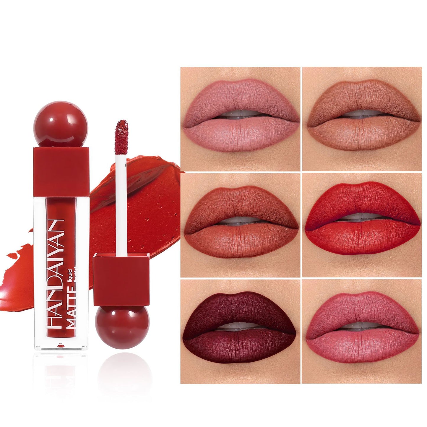 handaiyan cross-border matte lip gloss 6 pieces suit long lasting waterproof lipstick does not fade no stain on Cup Matte Lip Glaze