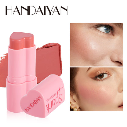 handaiyan cross-border blush stick love heart blusher highlight contour stick face brightening pearlescent thin and glittering blush