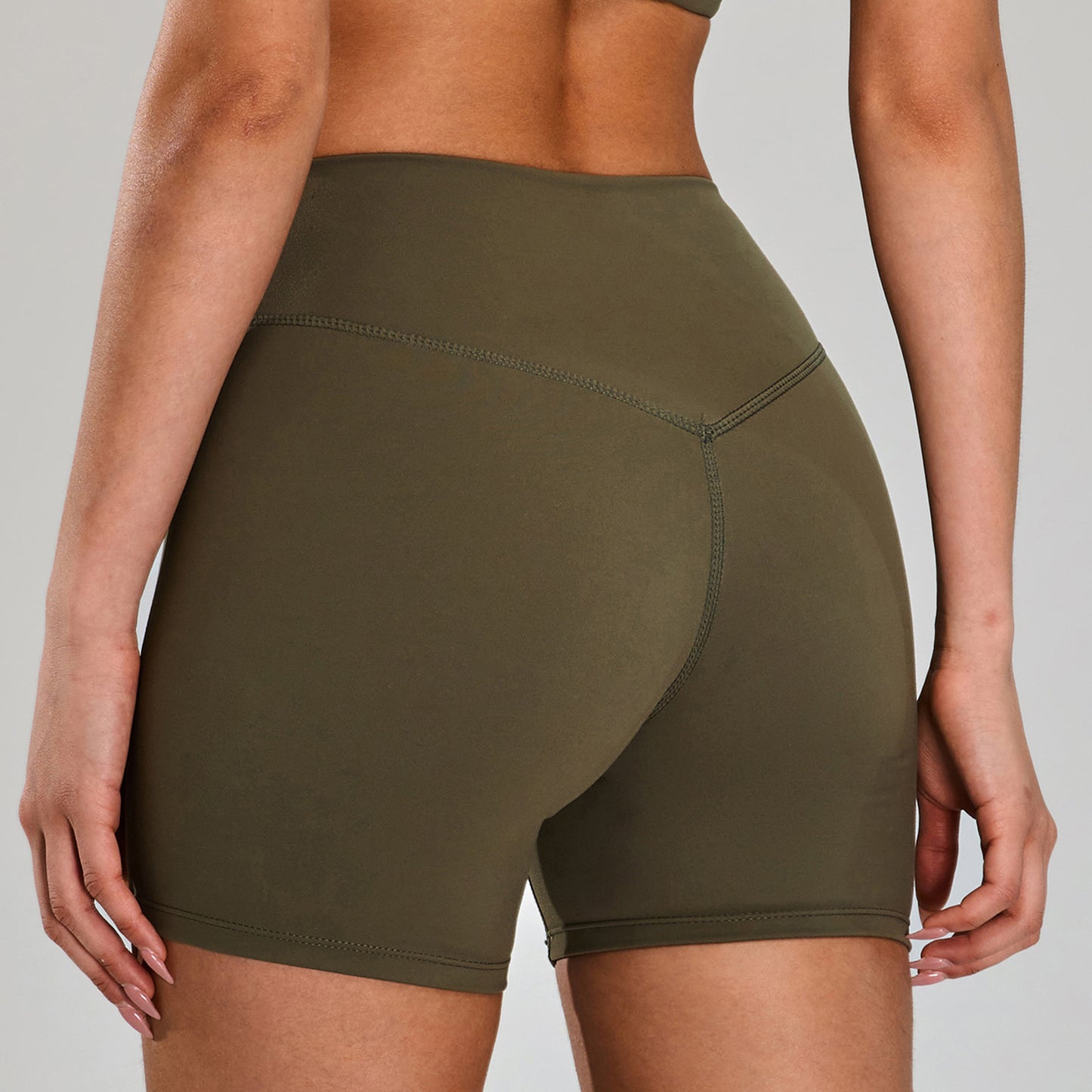 Cross-border nude feel quick-drying breathable yoga shorts women's high waist belly contracting fitness pants hip lifting running slim fit sports shorts