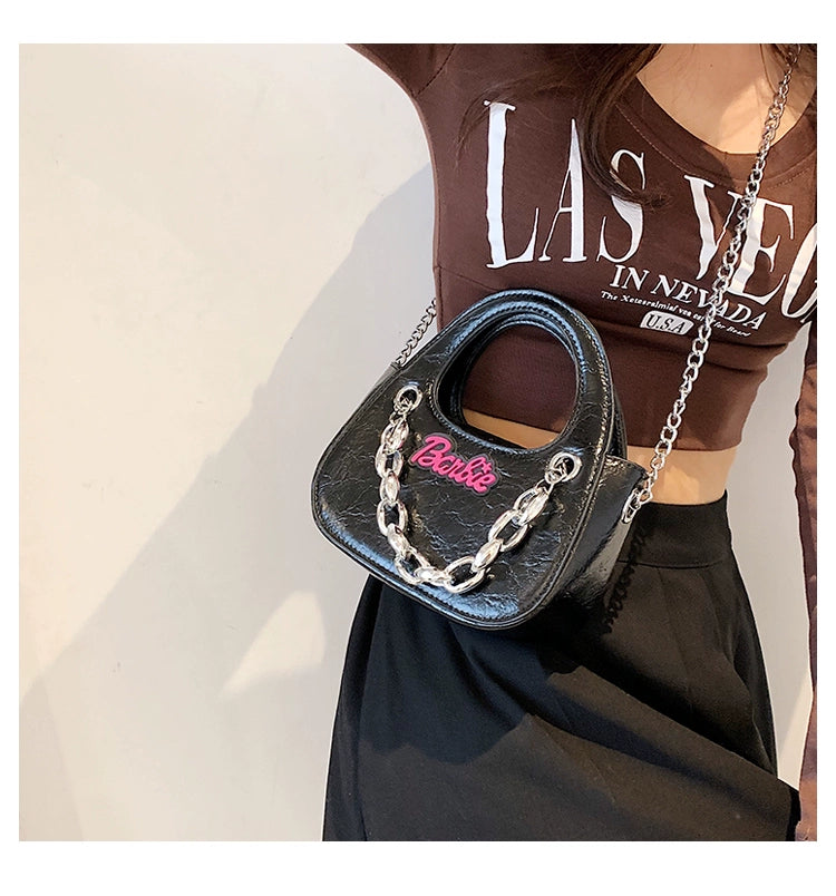 Bag for Women New New Autumn and Winter Satchel Chain Messenger Bag Fancy Texture Sweet Cool Sexy Small Black Square Bag