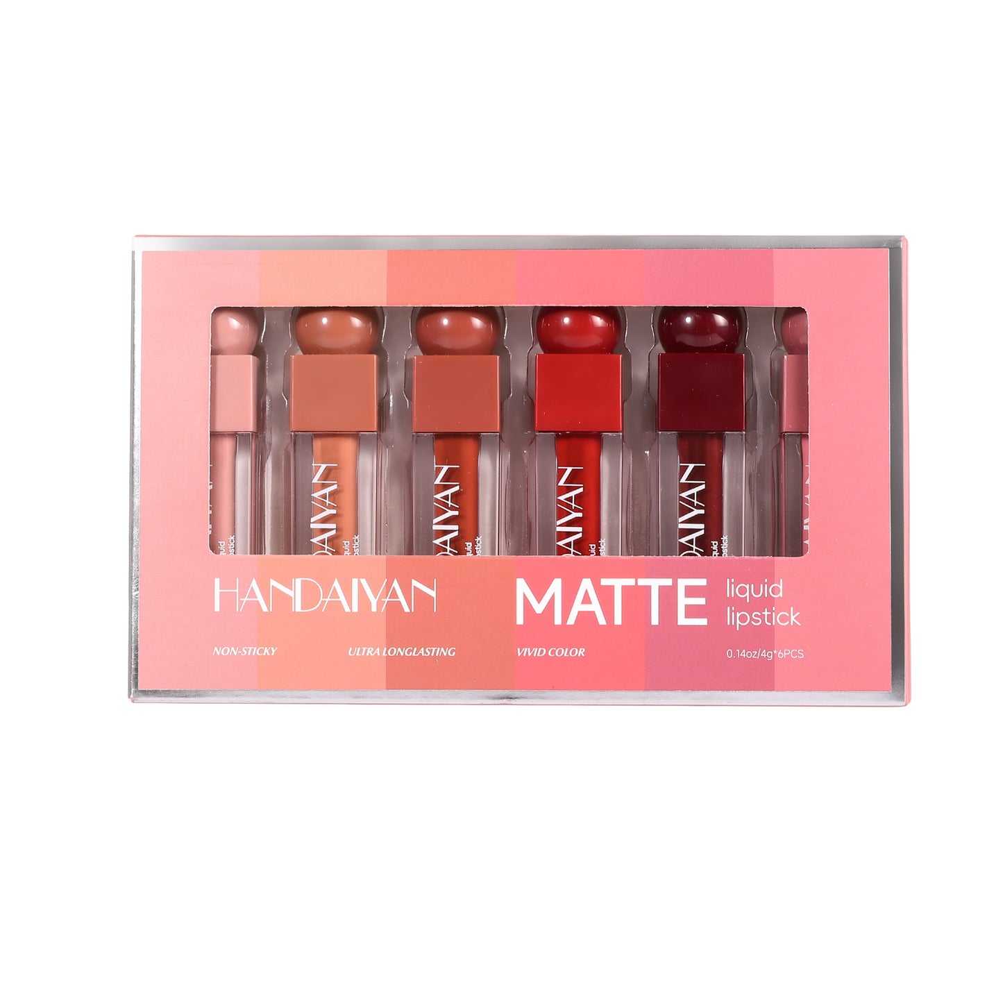 handaiyan cross-border matte lip gloss 6 pieces suit long lasting waterproof lipstick does not fade no stain on Cup Matte Lip Glaze
