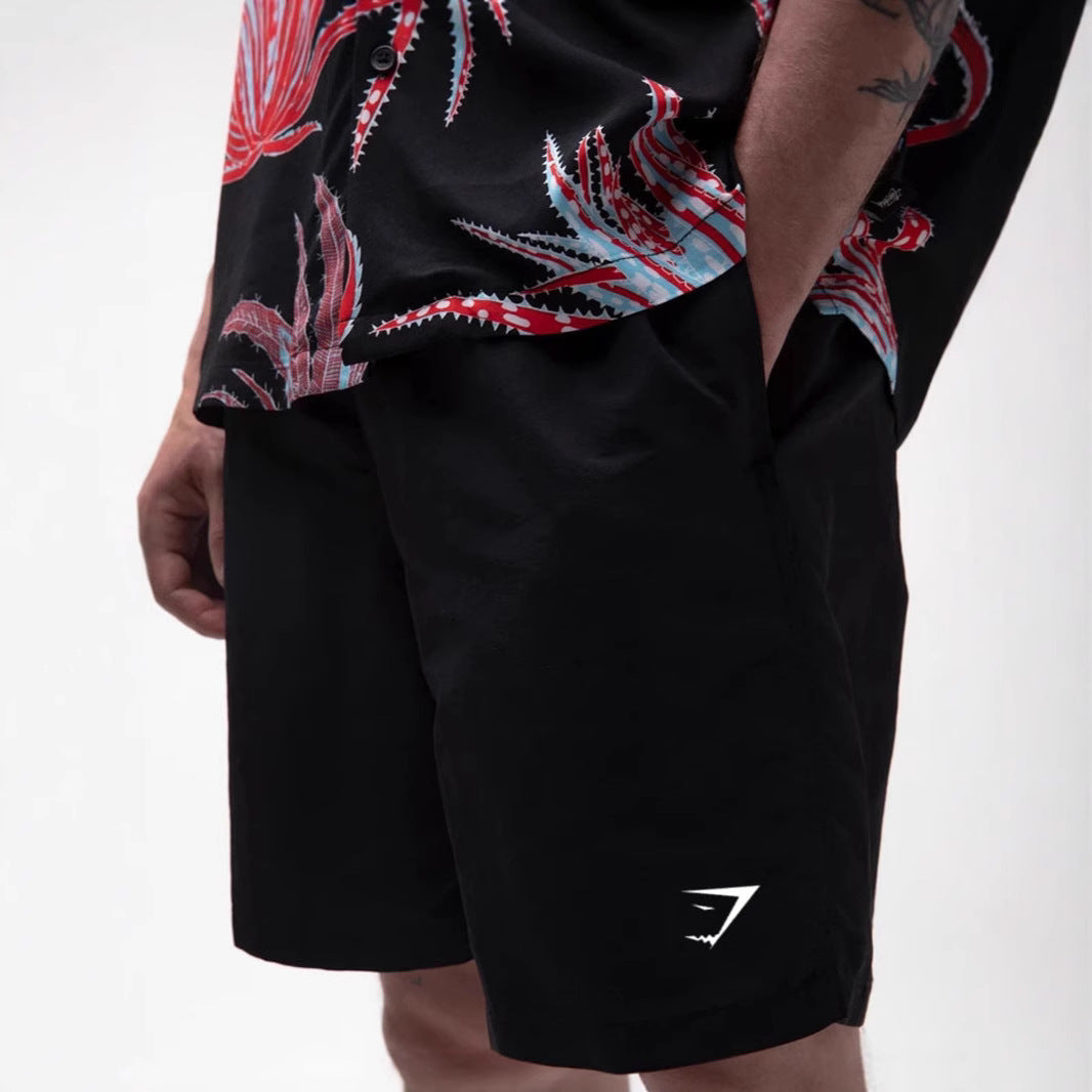 GYMSHARK men's sports casual quick-drying summer shorts simple straight sports shorts shark