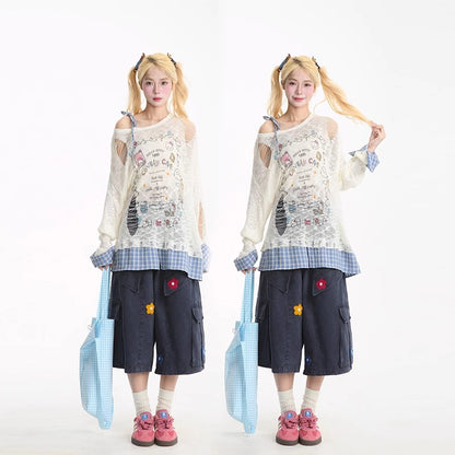 American flower towel embroidery design sense workwear cropped pants women's New straight summer lazy jeans