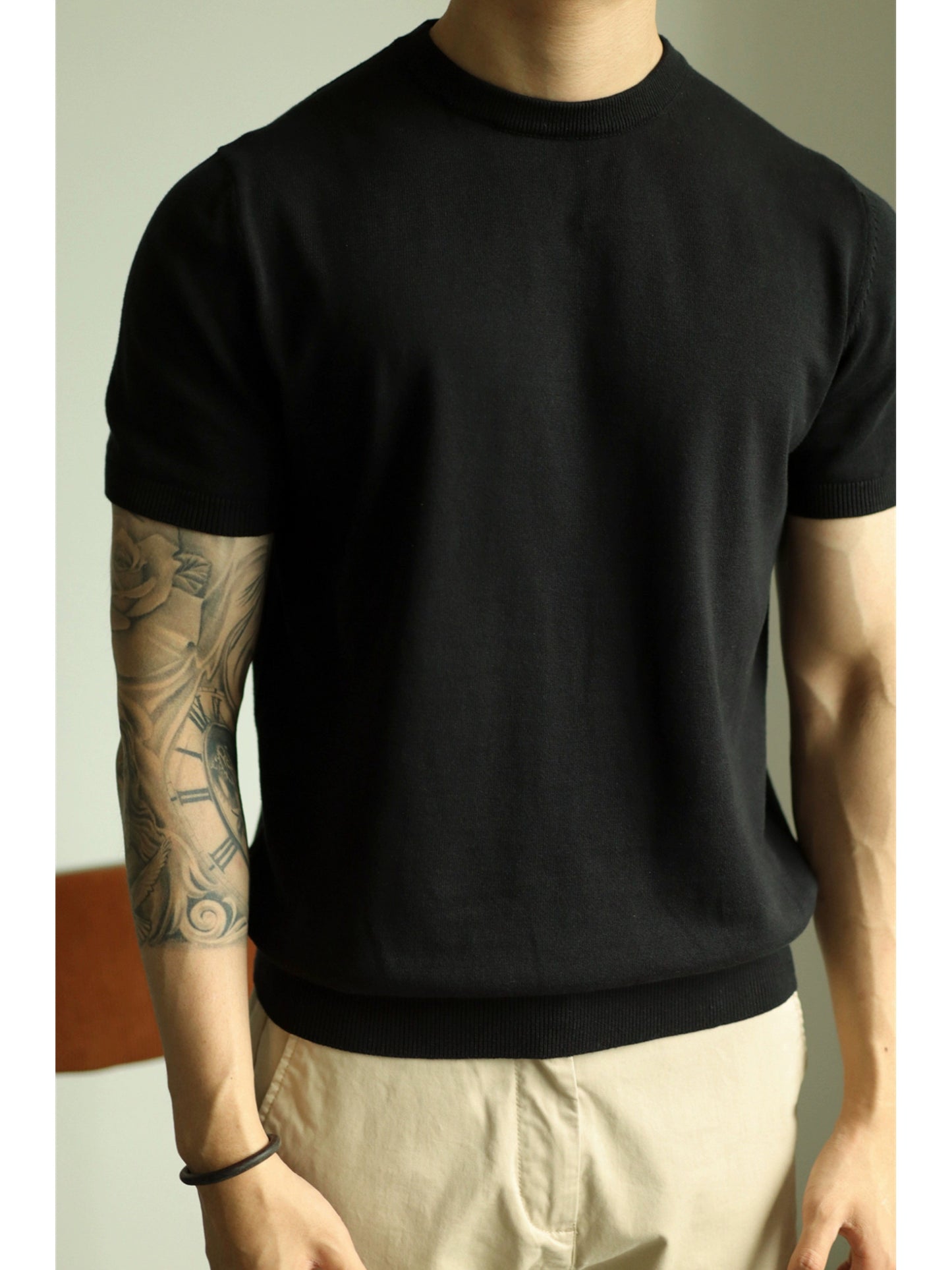 Yuxian Pure Cotton Yarn Men's Business Short Sleeve T-shirt