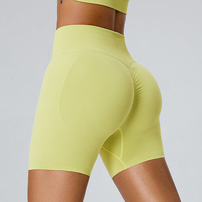 European and American new seamless high waist yoga shorts women's peach belly contracting and hip lifting pants tights running exercise workout pants