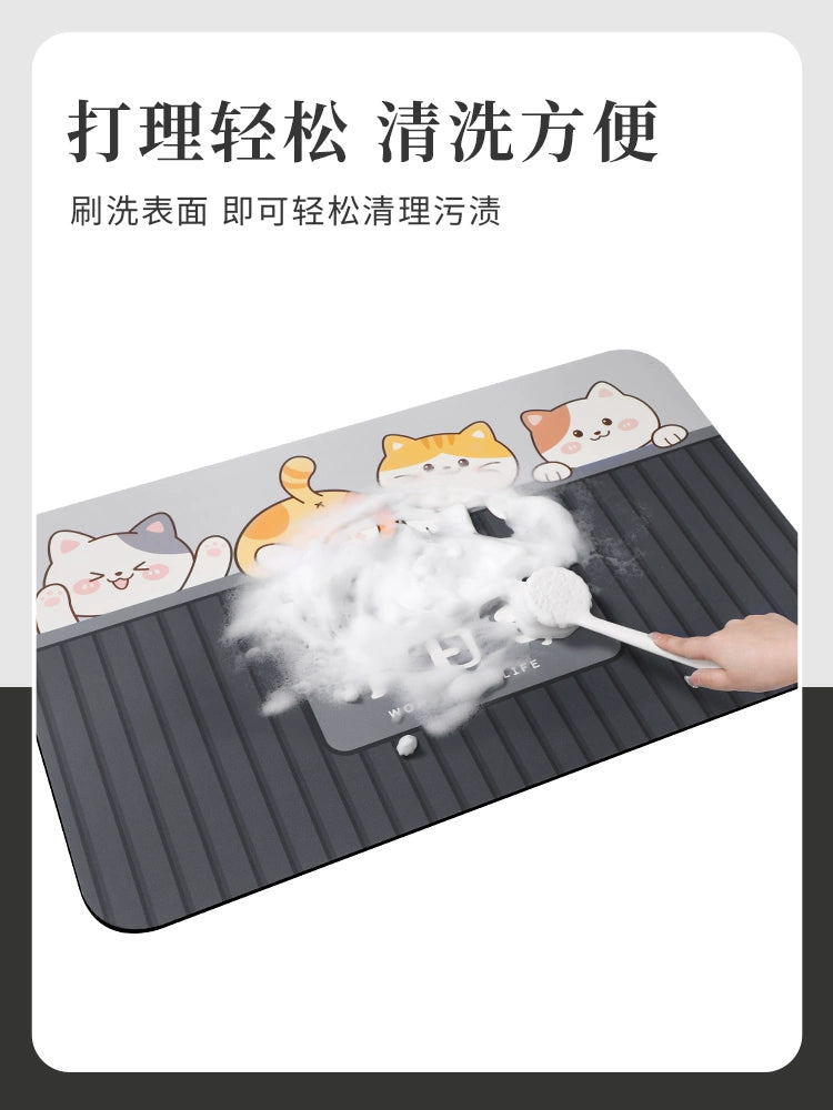 Cartoon Soft Diatom Ooze Kitchen Floor Mat Non-Slip and Oilproof Household Foot Mat Erasable Washable Bench Mat Absorbent Carpet