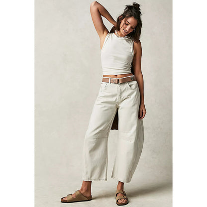 European and American retro fashion brand washed jeans for women 2025 summer New loose trendy all-match wide-leg pants