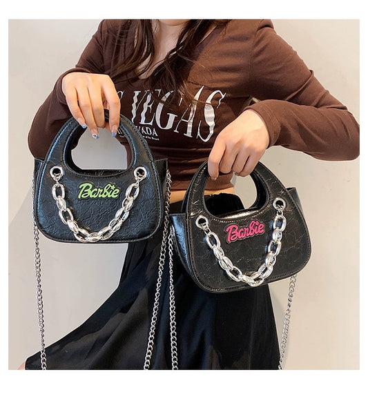 Bag for Women New New Autumn and Winter Satchel Chain Messenger Bag Fancy Texture Sweet Cool Sexy Small Black Square Bag