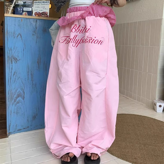 Hot girl hip hop stitching design sense machete casual pants women's summer New loose American retro all-matching long pants