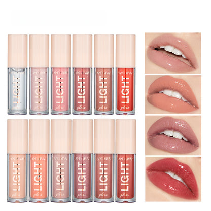 Lip Lacquer cross-border lip gloss HANDAIYAN mirror water light liquid paint glass 12 Color Moisturizing Pearl lip gloss