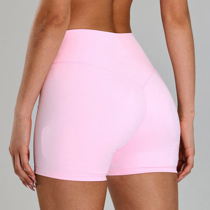 Cross-border nude feel quick-drying breathable yoga shorts women's high waist belly contracting fitness pants hip lifting running slim fit sports shorts