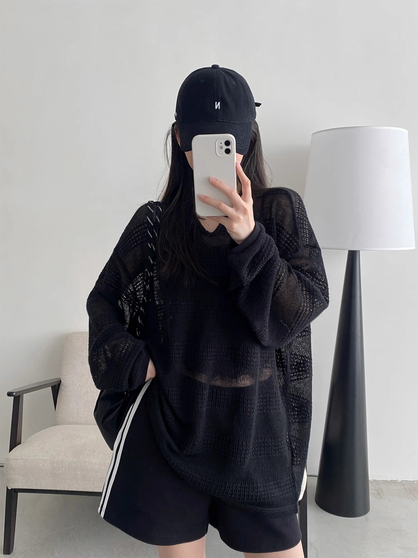 2025 summer new American sun protection clothing cutout blouse women's loose and lazy style design long sleeve T-shirt top