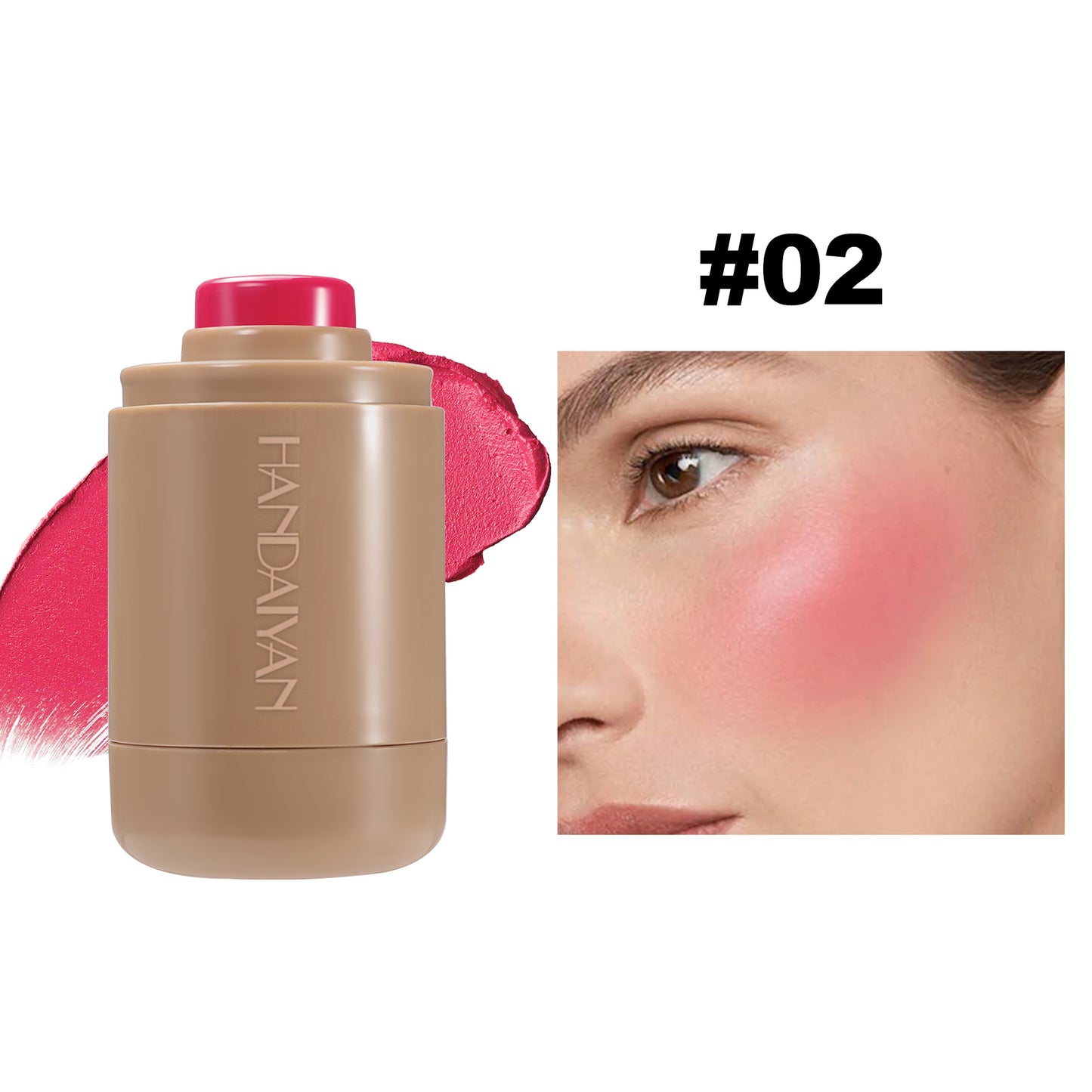 Exclusive for cross-border blush stick natural 6-color matte handaiyan portable lip and cheek dual-use Blush Blush Stick