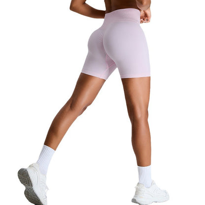 European and American new high waist peach yoga shorts women's hip-lift and belly shaping sports tights running quick-drying fitness shorts