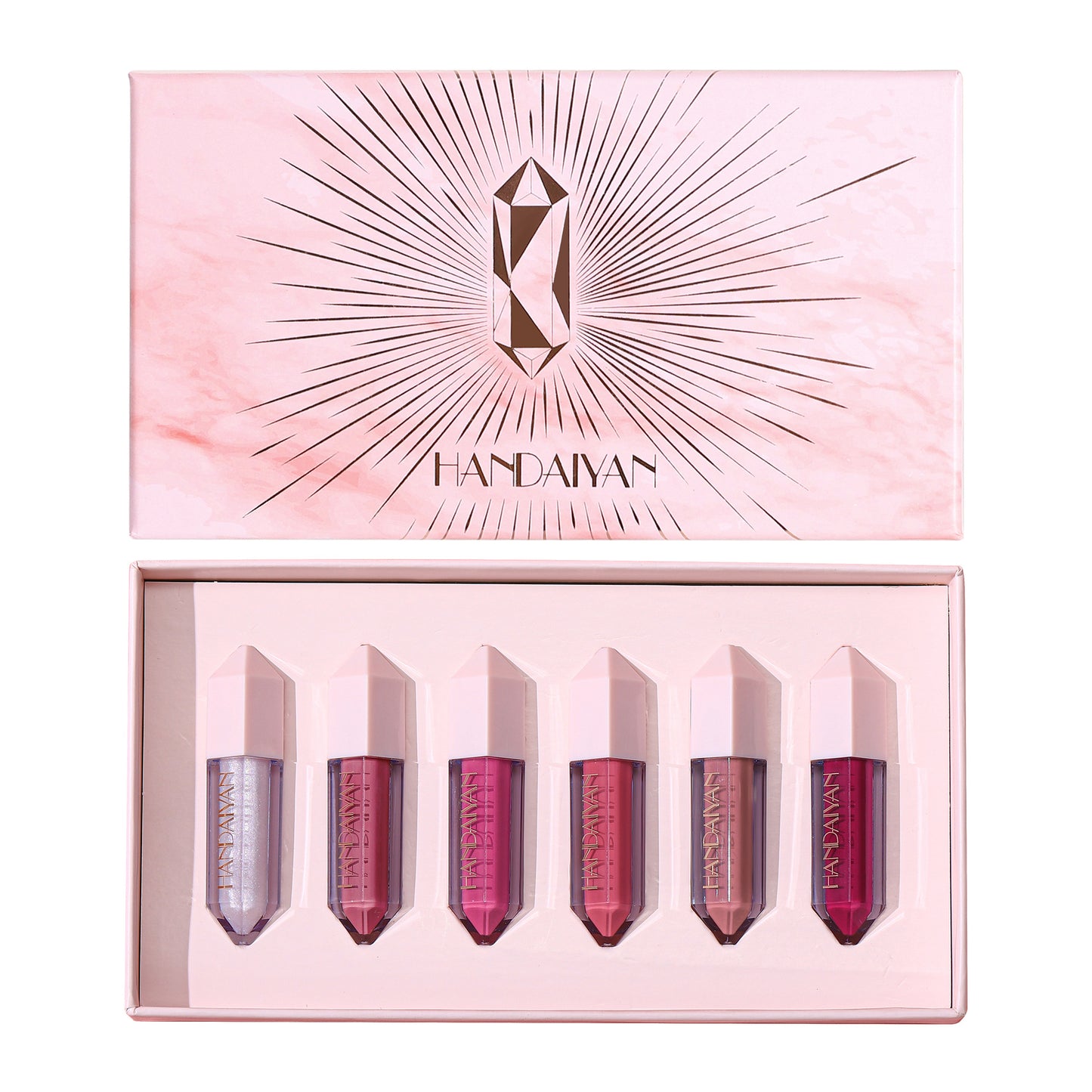 Cross-border lip lacquer lip makeup lasting moisturizing non-fading no stain on Cup gift box handaiyan6 color lip lacquer set