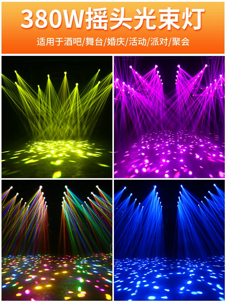 380W Beam Light Stage Lights Light Equipment Full Set Light Speed Lamp Rotate Shaking Head Pattern Light Bar Wedding Lighting