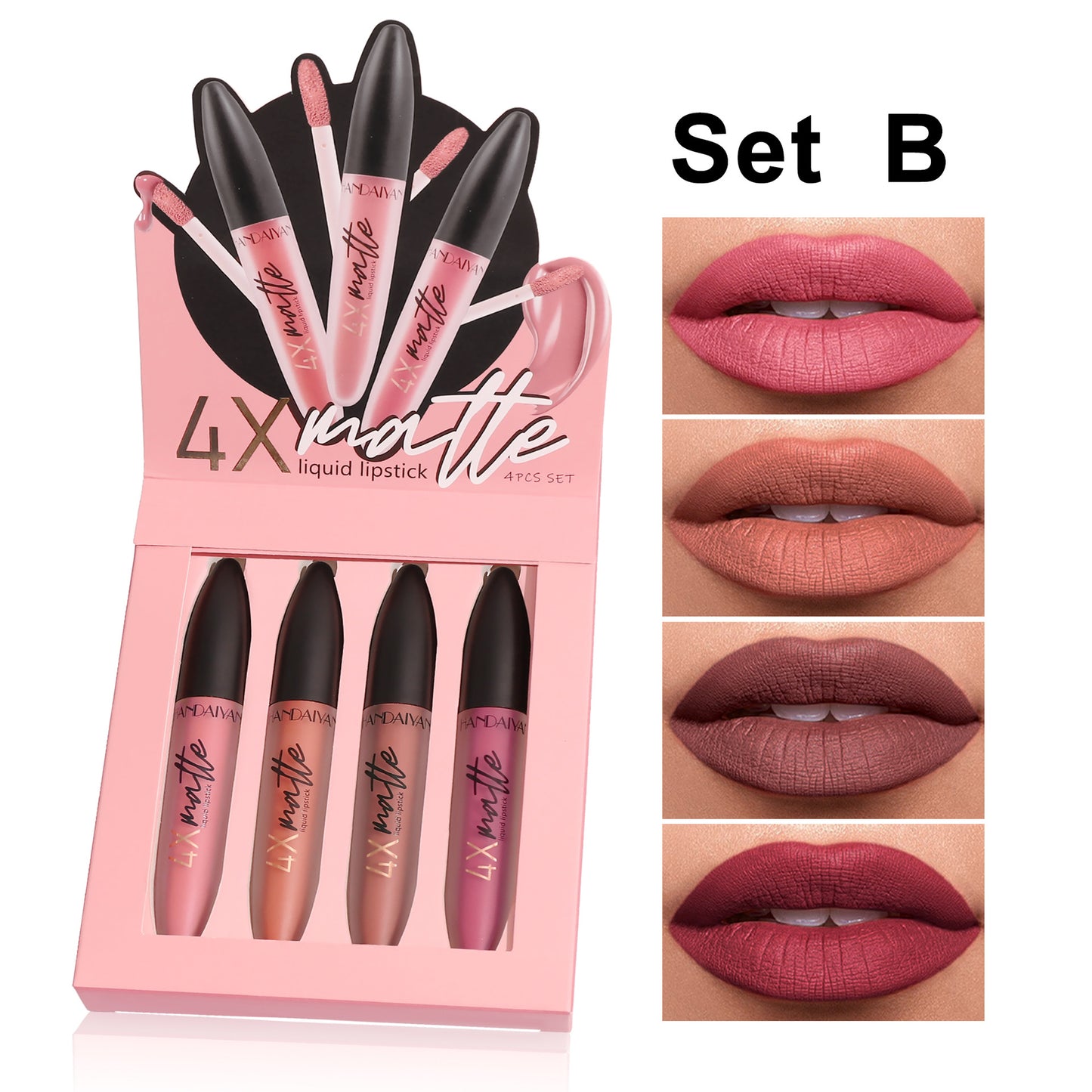 Han Daiyan handaiyan four times matte lip gloss suit matte lip gloss lasting no stain on Cup lipstick cross-border