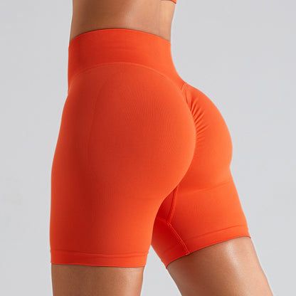 European and American new seamless high waist yoga shorts women's peach belly contracting and hip lifting pants tights running exercise workout pants