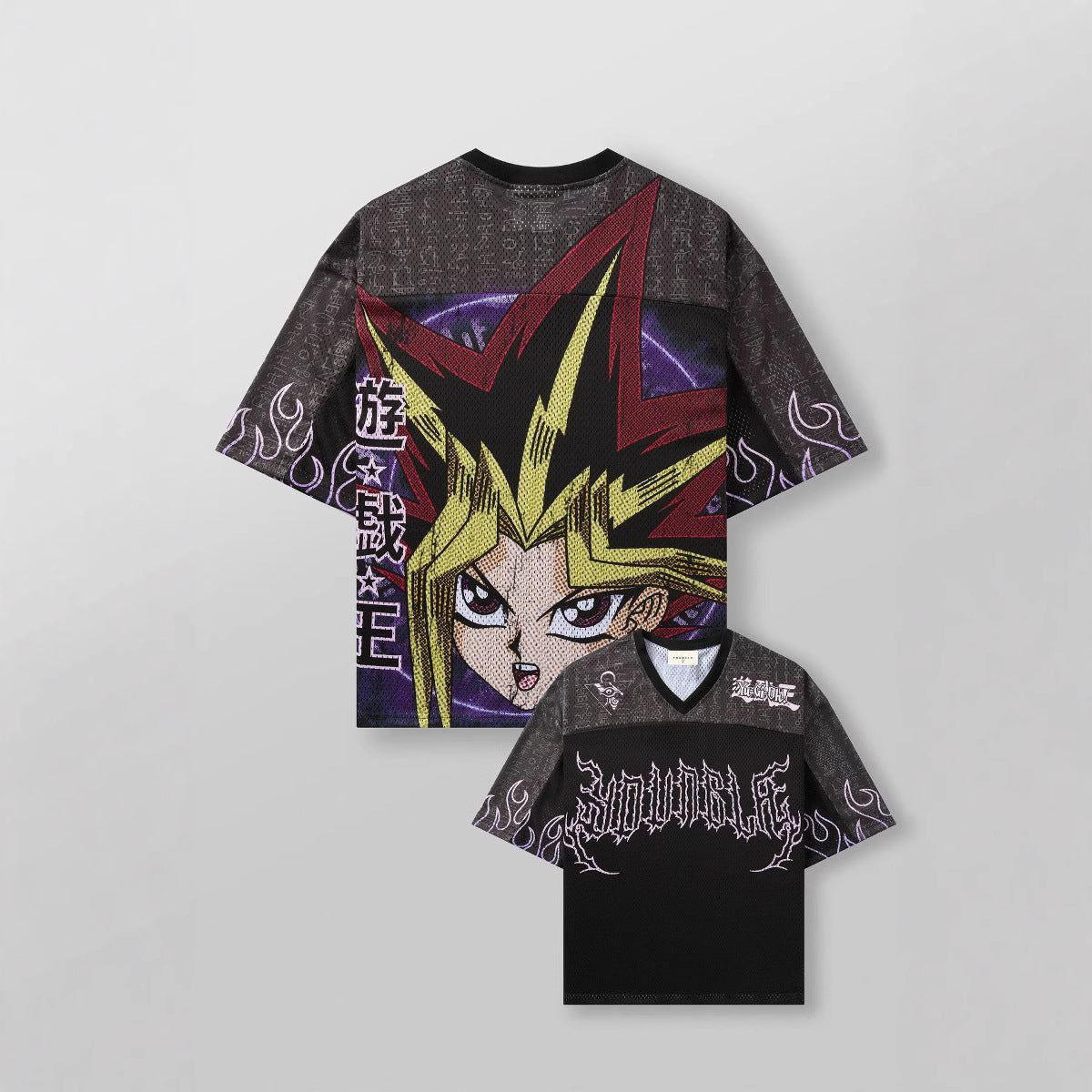 YOUNGLA joint name Yu-Gi-Oh men's oversized T-shirt summer gym sports leisure fitness short-sleeved shirt