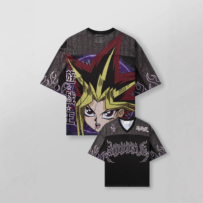 YOUNGLA joint name Yu-Gi-Oh men's oversized T-shirt summer gym sports leisure fitness short-sleeved shirt