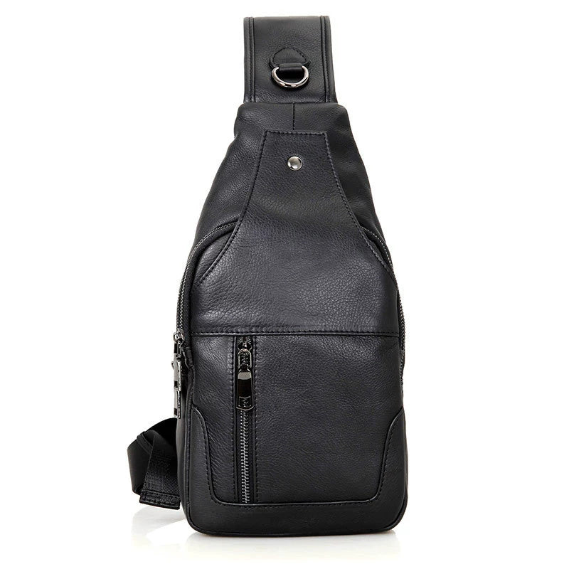 New First Layer Cattlehide Leather Fashion Men All-Match Chest Bag